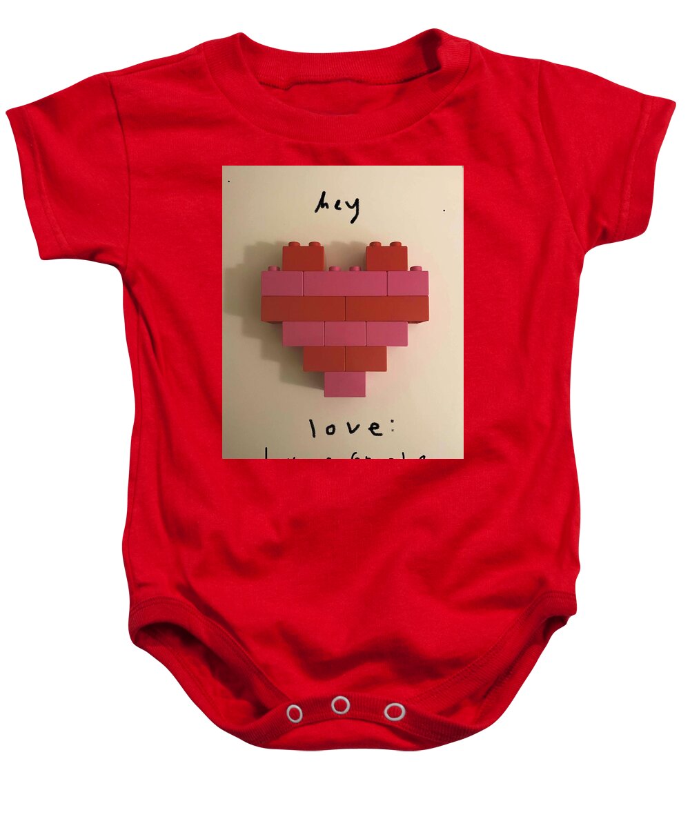 Heart Baby Onesie featuring the mixed media Hey Love by Ashley Rice