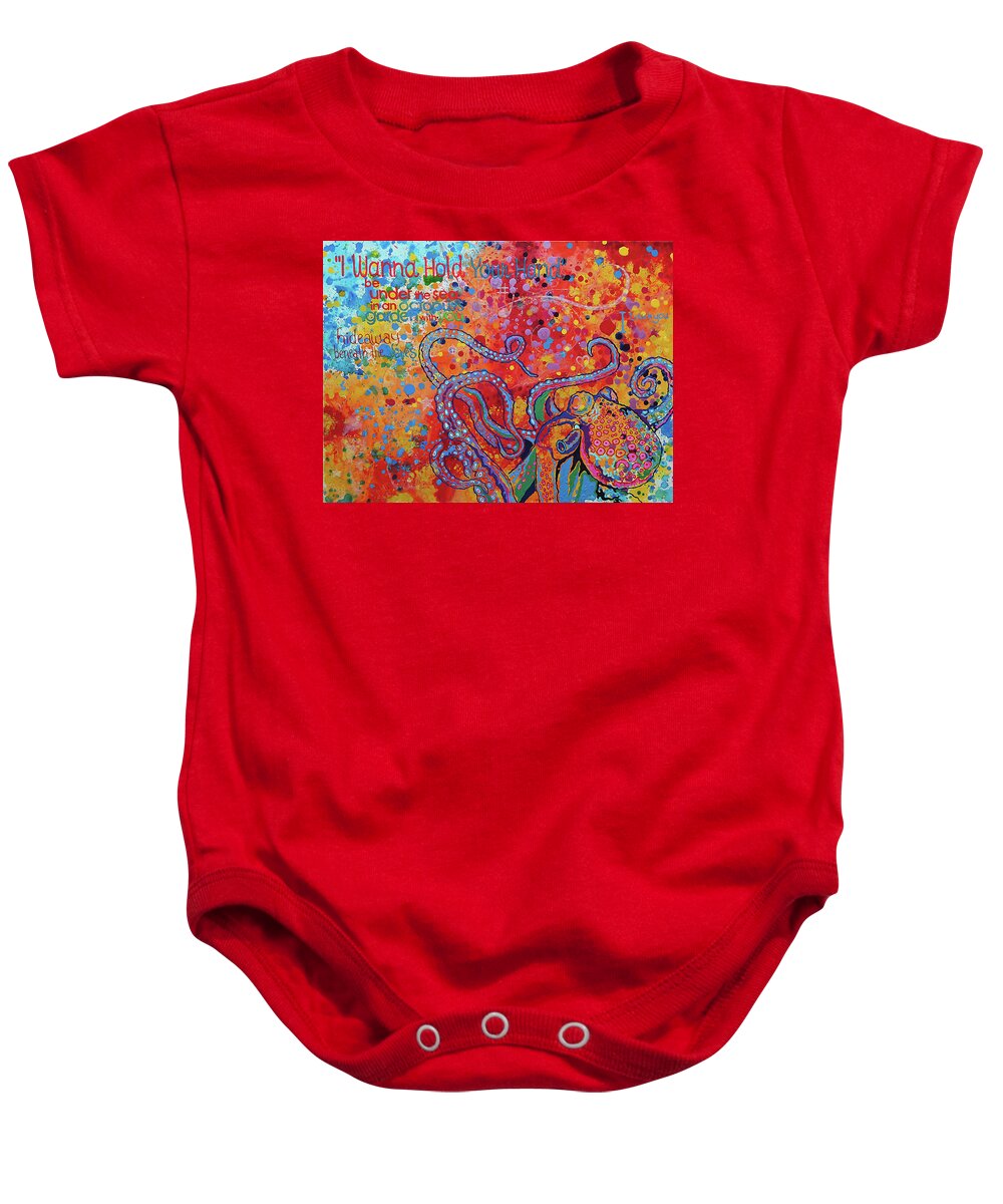 Tako Baby Onesie featuring the painting Holding Hands by Thom MADro