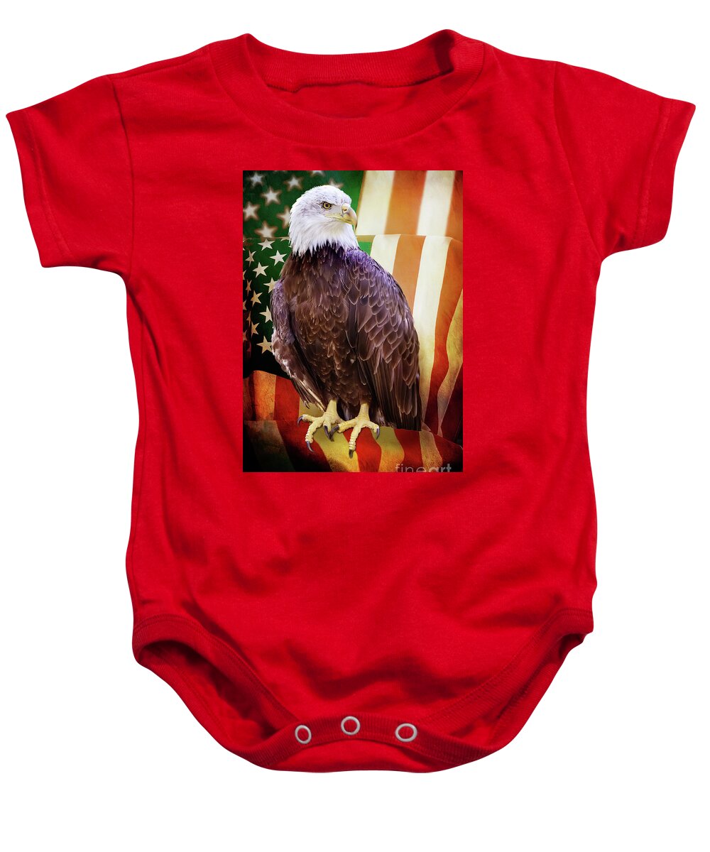 American Flag Baby Onesie featuring the photograph I Dare You by Ed Taylor