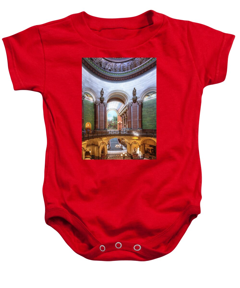 Illinois State Capitol Baby Onesie featuring the photograph Illinois State Capitol - Rotunda by Susan Rissi Tregoning