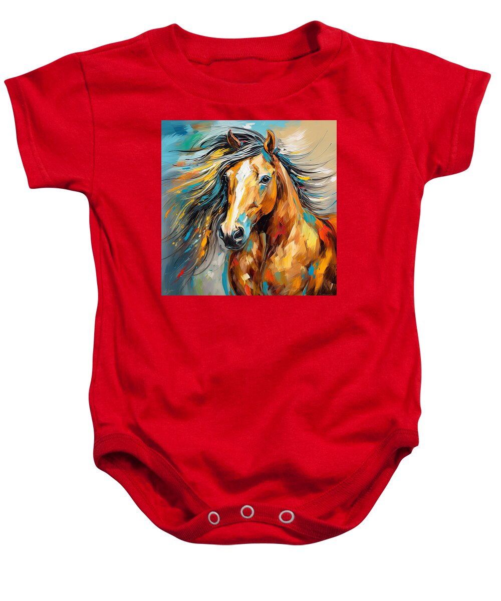 Yellow And Turquoise Art Baby Onesie featuring the painting Joyous Soul- Yellow And Turquoise Artwork by Lourry Legarde