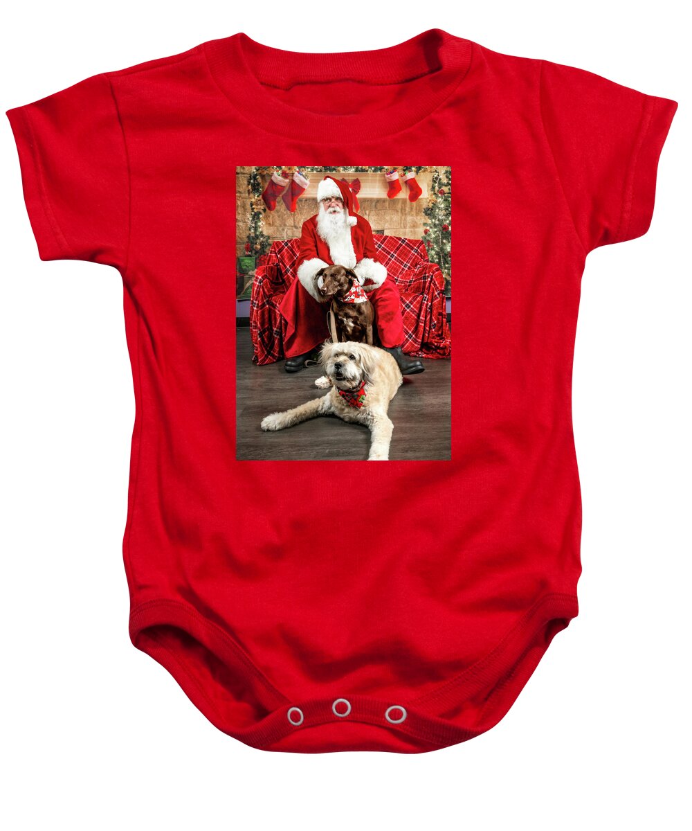 Annie Baby Onesie featuring the photograph Kellie and Annie with Santa 2 by Christopher Holmes