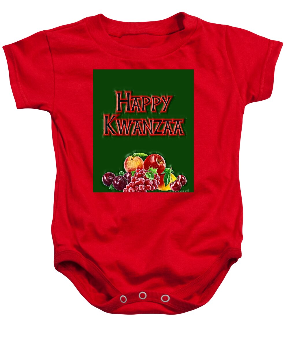 Kwanzaa Baby Onesie featuring the digital art Kwanzaa Celebration by Rachel Hannah
