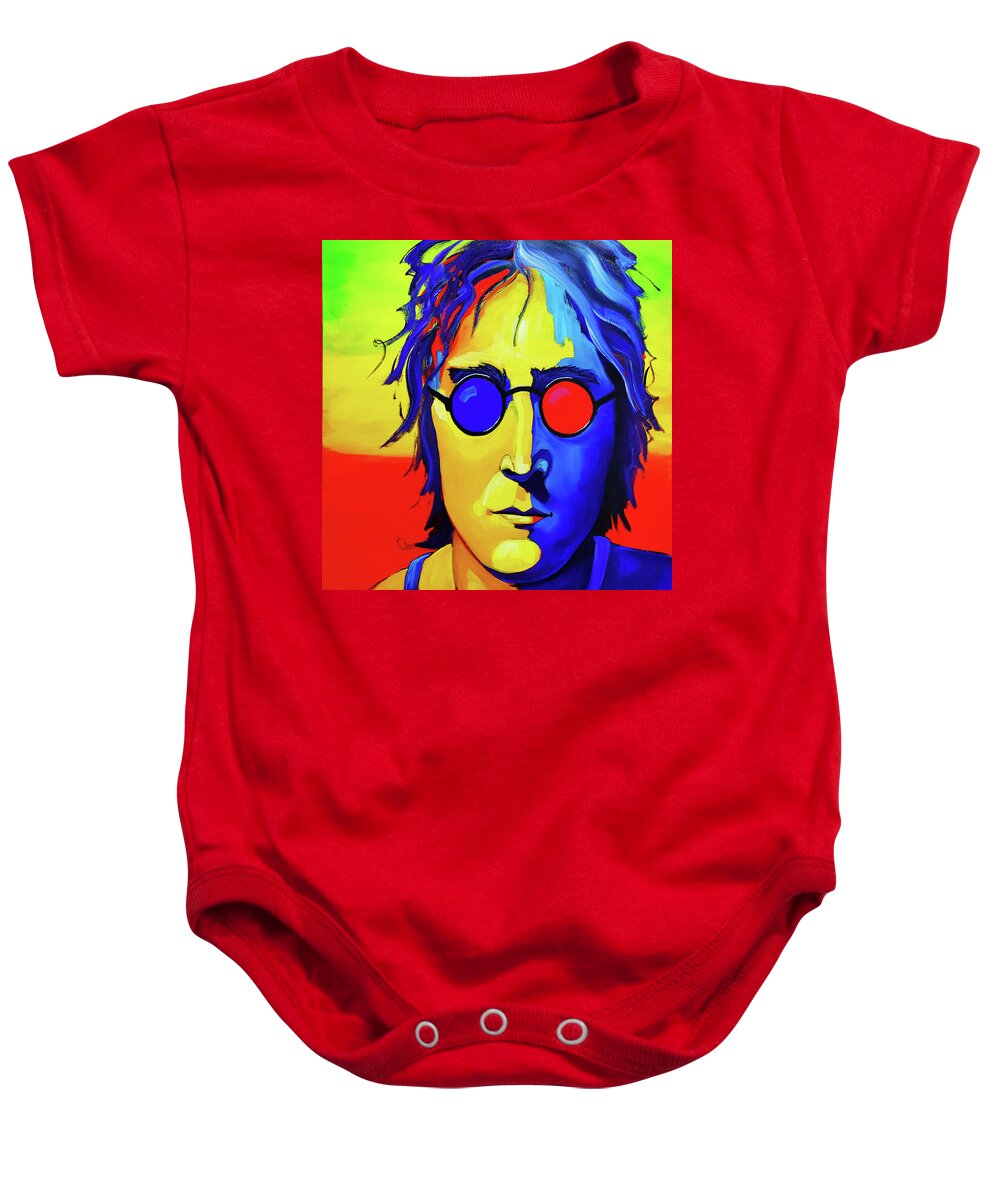 John Lennon Baby Onesie featuring the painting Lennon to the Max by D R Jones