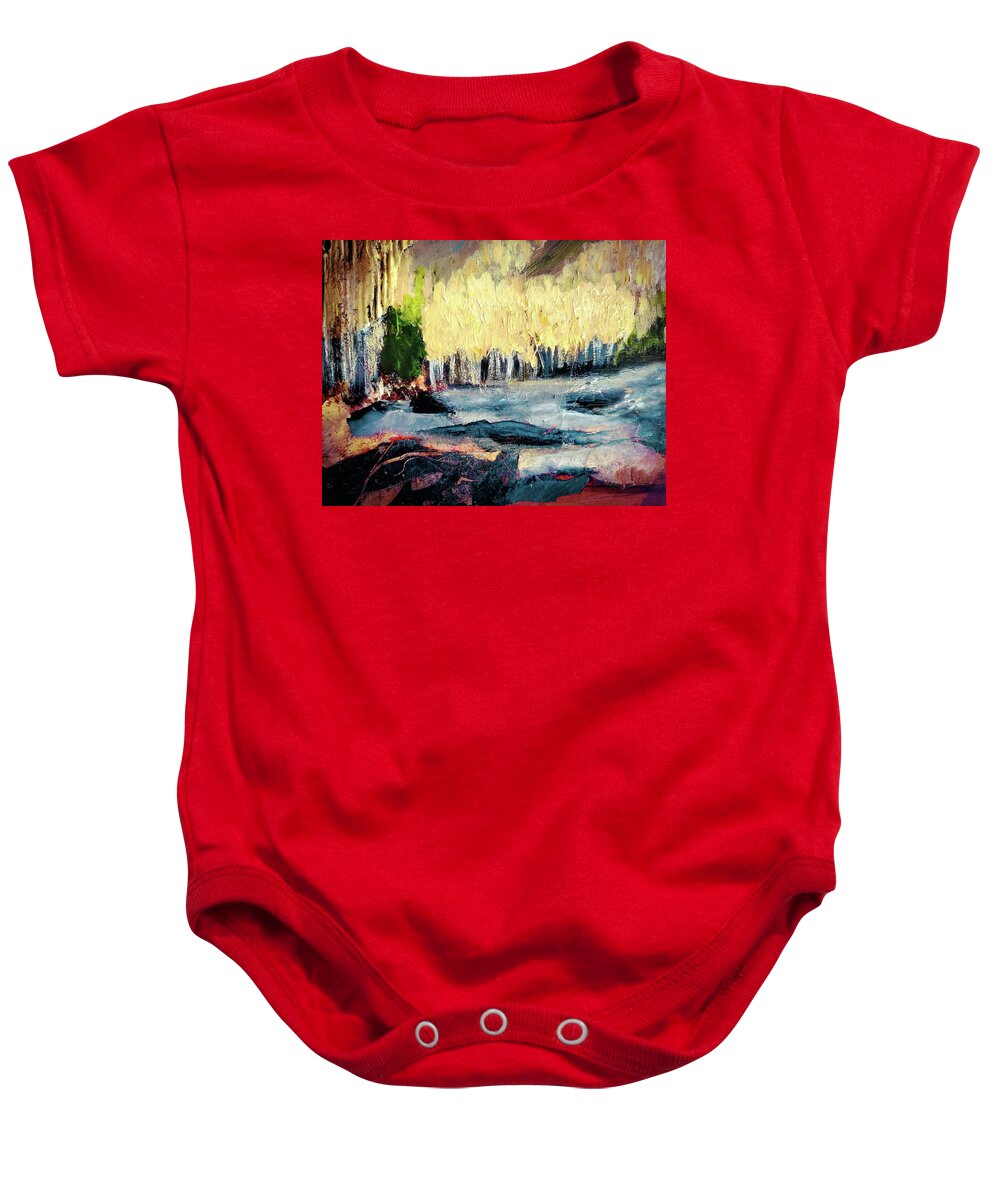 Landscape Baby Onesie featuring the painting Light on the Aspens by Sharon Williams Eng