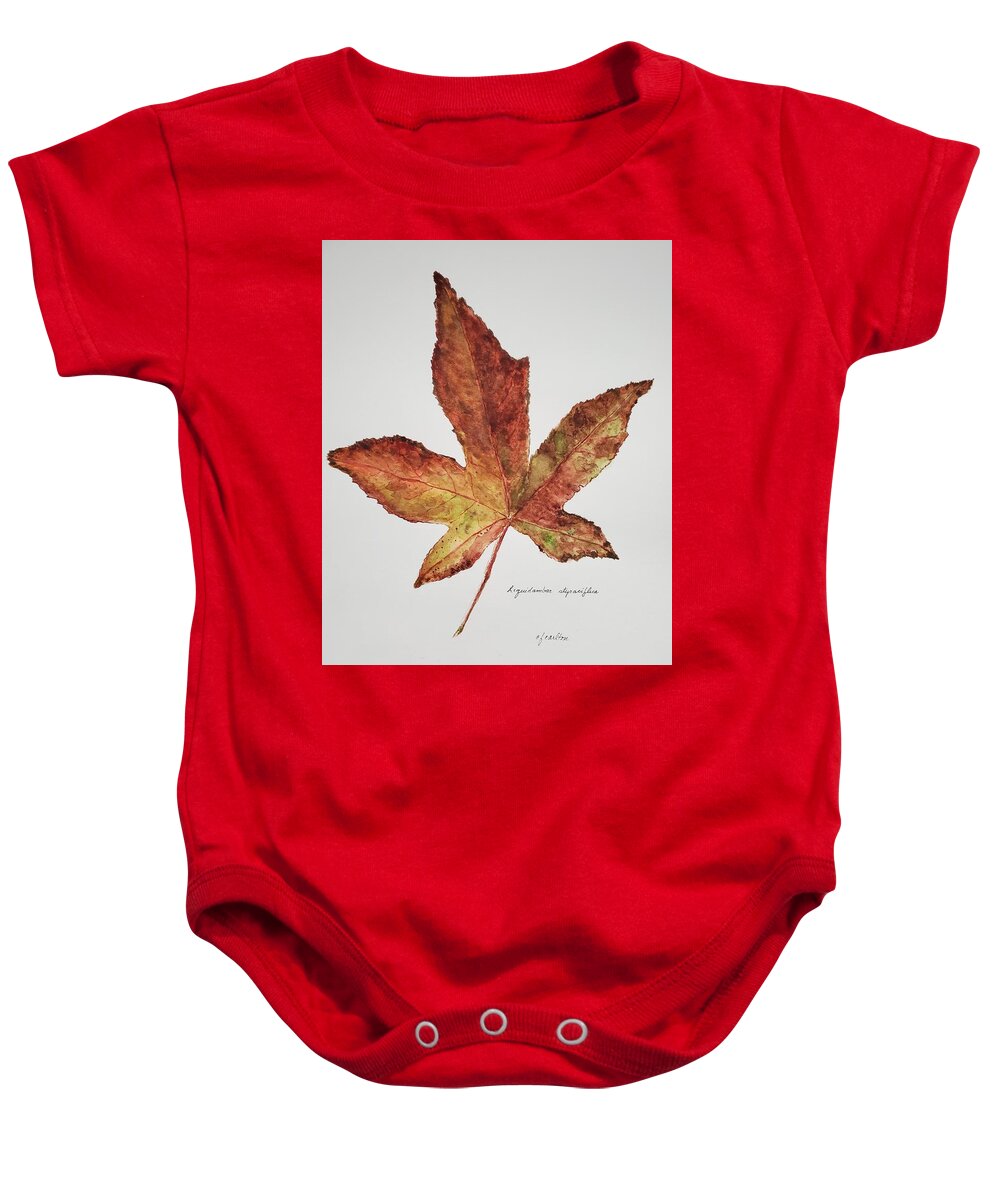 Botanical Baby Onesie featuring the painting Liquidambar 3 - Watercolor by Claudette Carlton