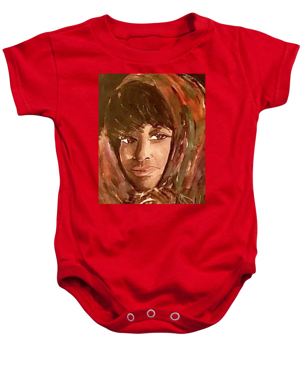  Baby Onesie featuring the painting Little Woman by Angie ONeal