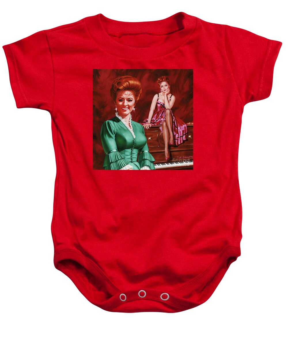 Portrait Baby Onesie featuring the painting Miss Kitty by Dick Bobnick