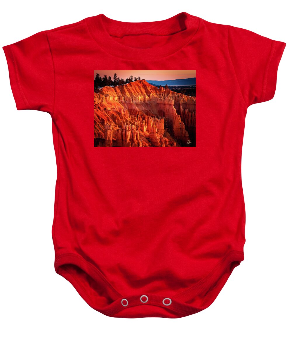 Arches Baby Onesie featuring the photograph Morning Glow by Edgars Erglis