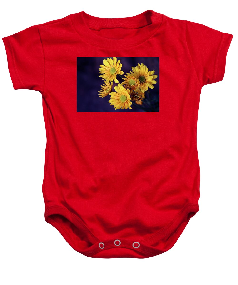 Flowers Baby Onesie featuring the photograph Mums Yellow Bunch by Vanessa Thomas