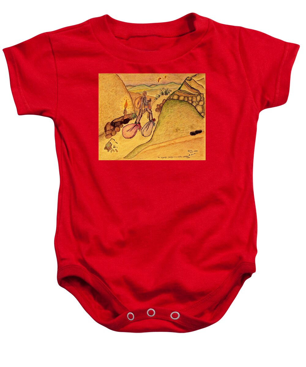 Journey Baby Onesie featuring the drawing Ongoing Journey by Karen Nice-Webb