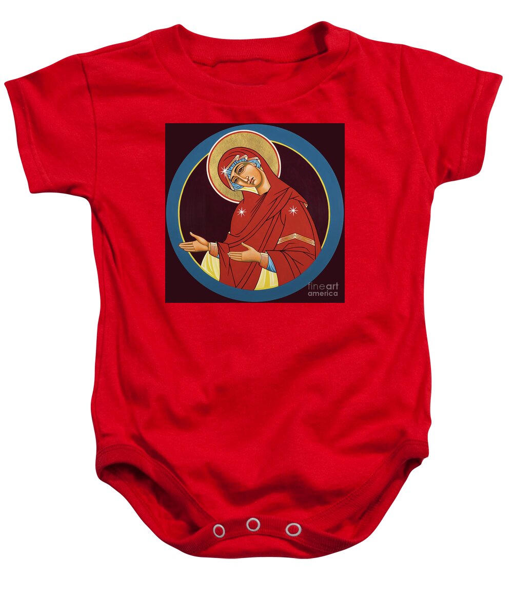 Our Lady Of Sorrows-detail From Cross Of 2020-the Flowering Cross Baby Onesie featuring the painting Our Lady of Sorrows-detail from Cross of 2020-The Flowering Cross by William Hart McNichols