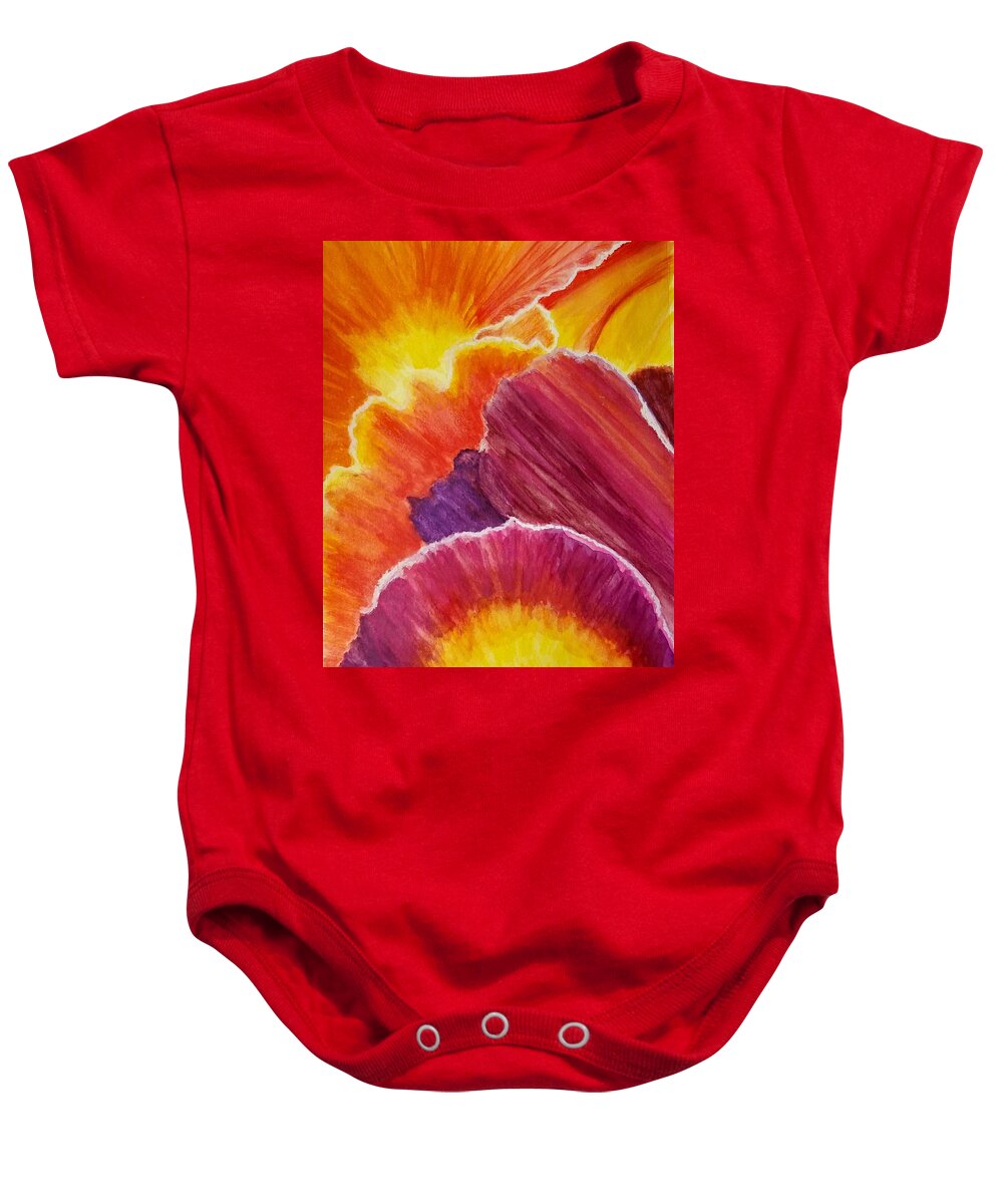 Bright Baby Onesie featuring the painting Petals by Monica Habib