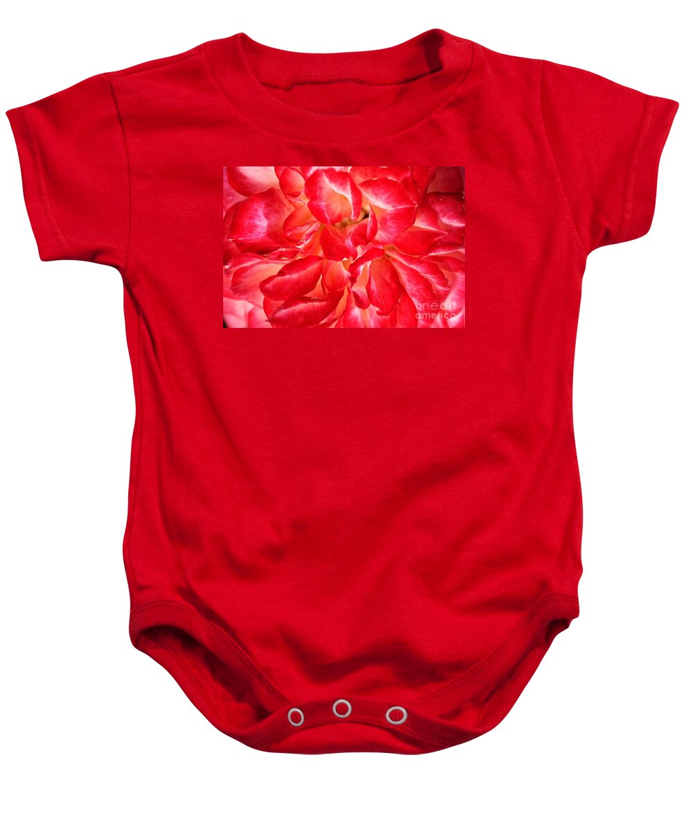 Joy Watson Baby Onesie featuring the photograph Petals Of Rose by Joy Watson
