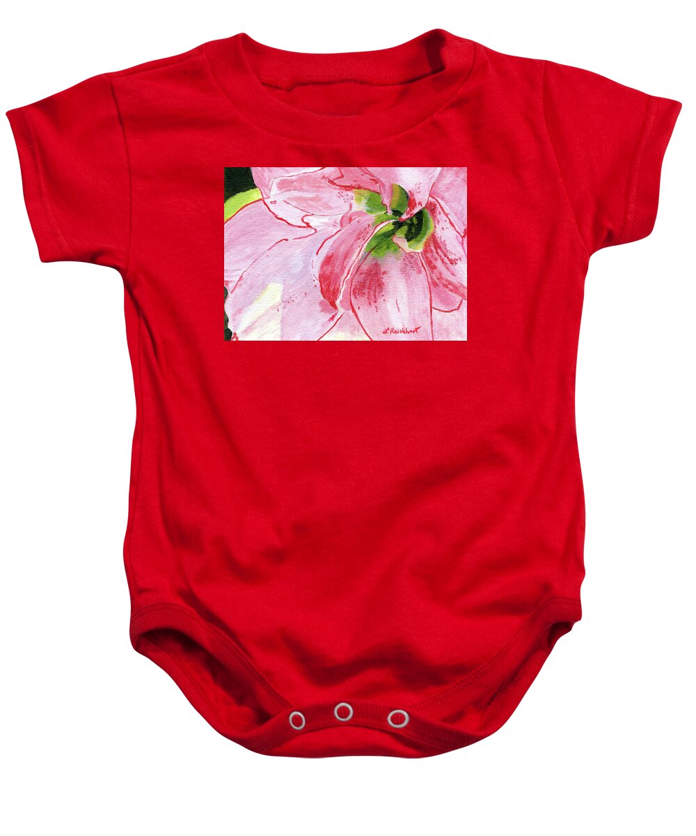 Flower Baby Onesie featuring the painting Pink Amaryllis by Lynne Reichhart
