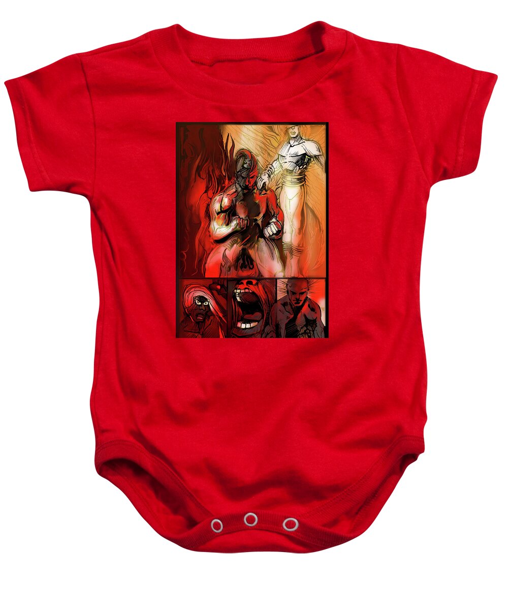 Play With Fire Baby Onesie featuring the painting Play With Fire by John Gholson