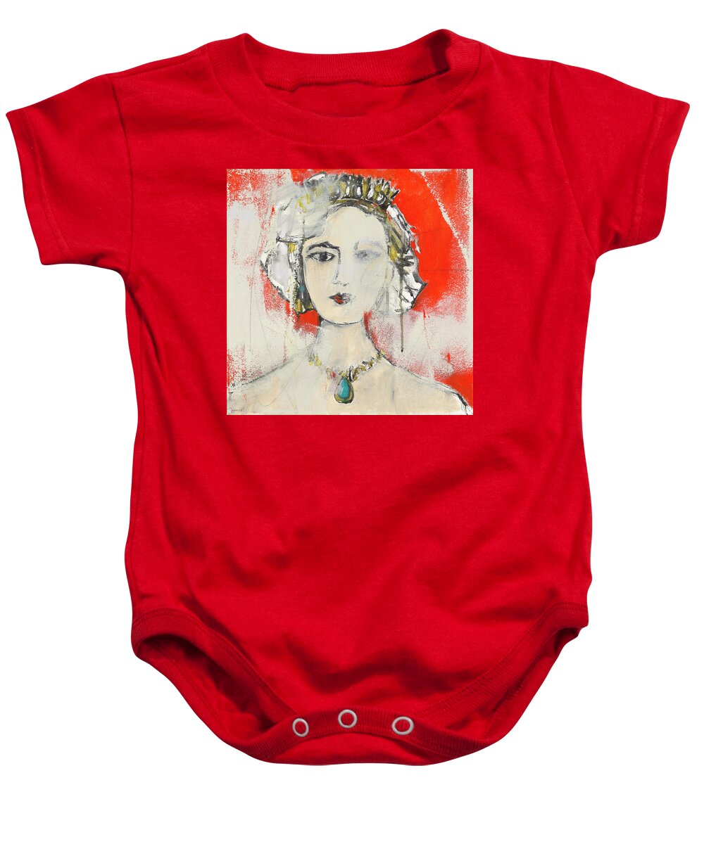 Queen Baby Onesie featuring the painting Queen of the Strategic Move by Jacquie Gouveia