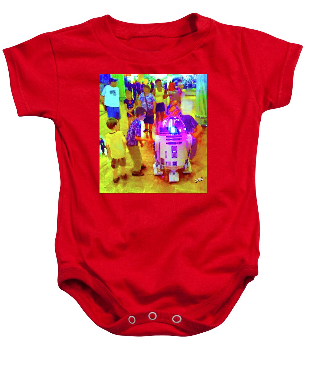 Show Biz Baby Onesie featuring the digital art R2D2 Meeting His Fans by CHAZ Daugherty