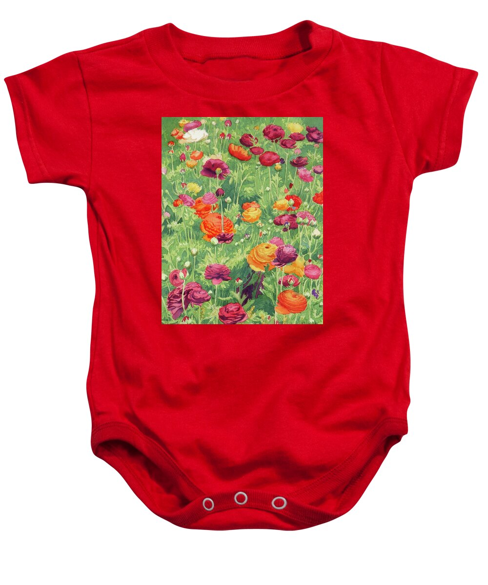 Ranunculus Baby Onesie featuring the painting Ranunculus 2020 by Mary Helmreich