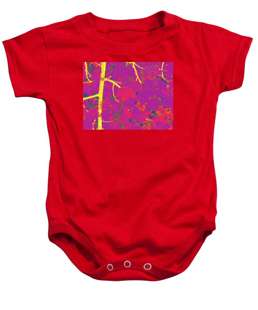 Memphis Baby Onesie featuring the digital art Red Leaves On Green by David Desautel