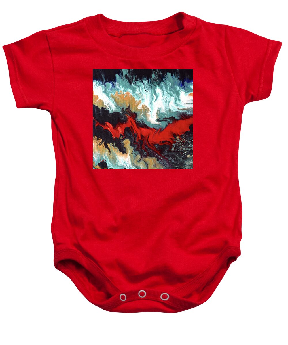  Baby Onesie featuring the painting Red Phoenix Rising by Laura Iverson