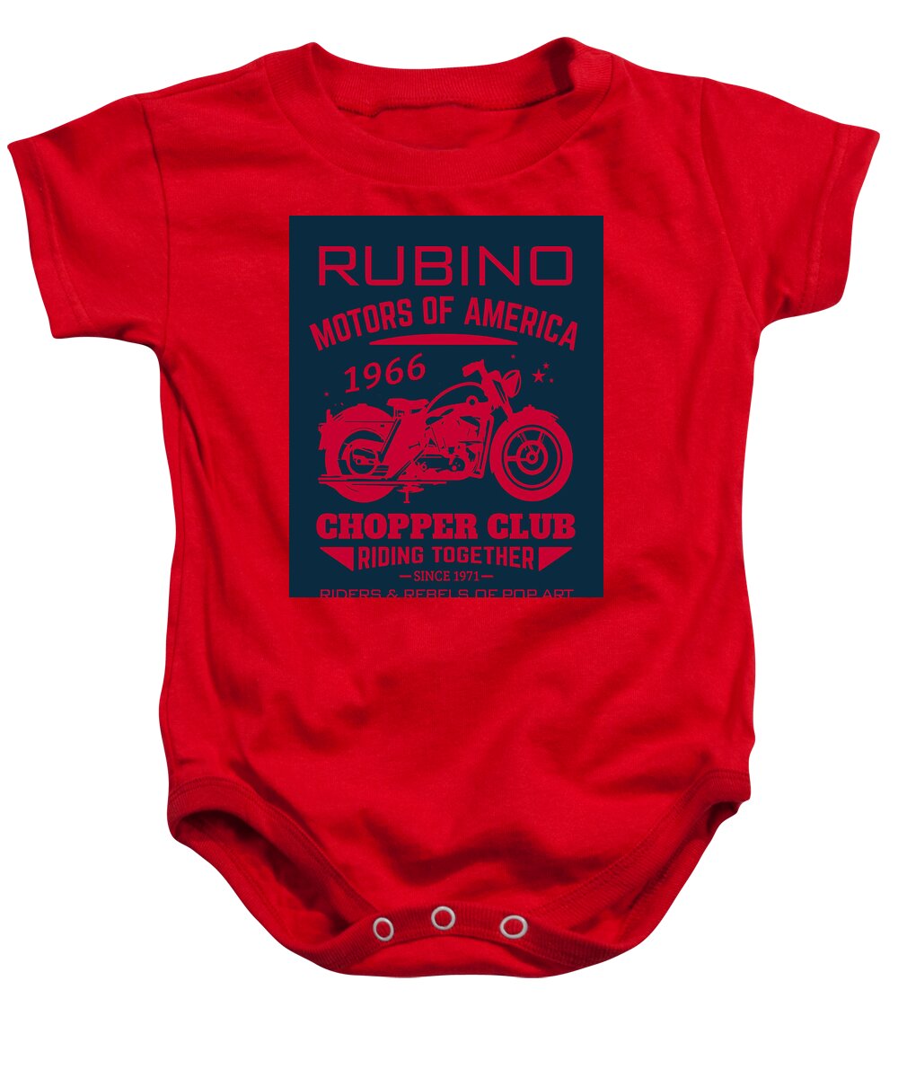 T Shirt Baby Onesie featuring the painting Rubino Brand Tees Tee T-Shirt T Shirt Biker Club by Tony Rubino