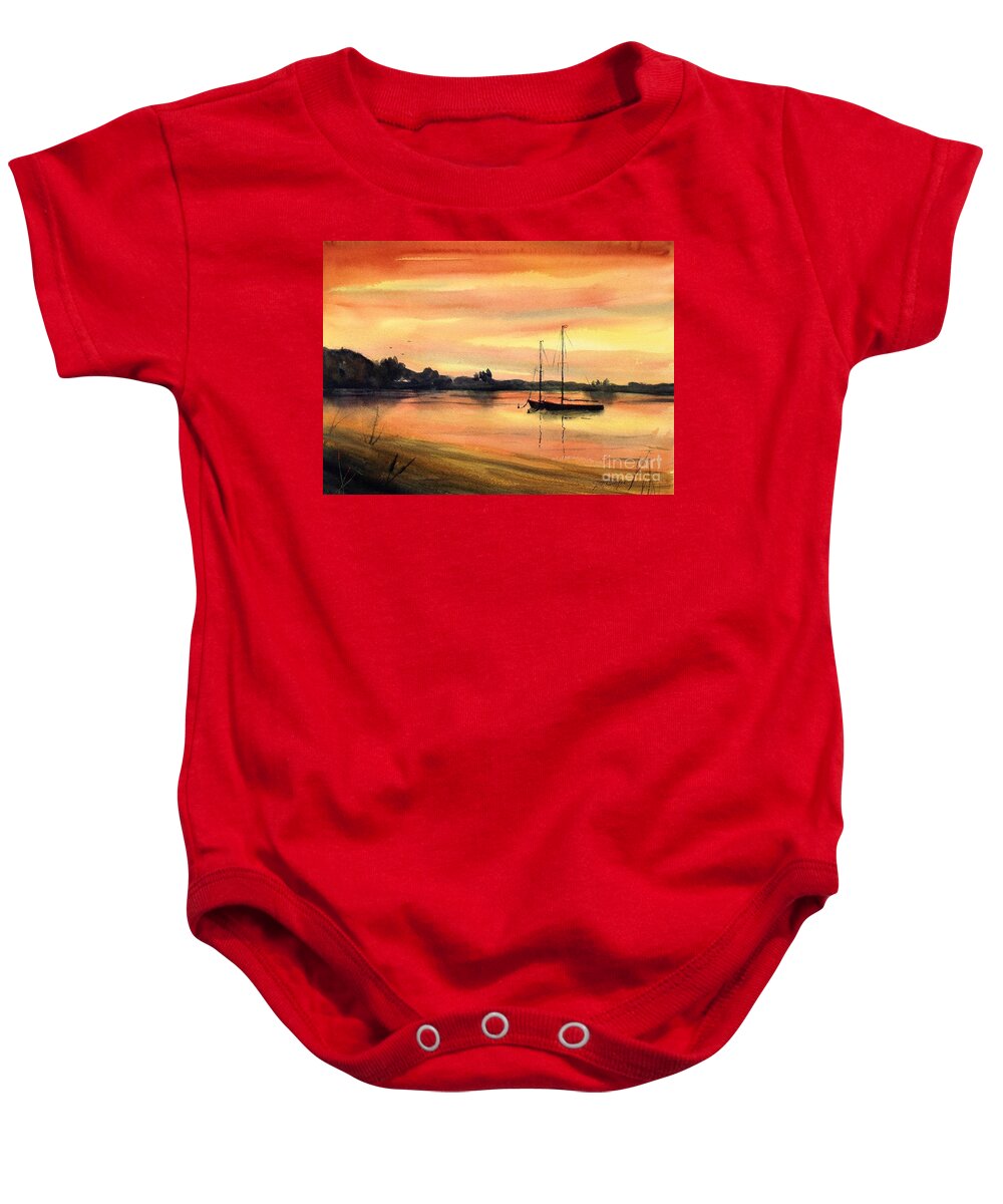 Sunset Baby Onesie featuring the painting Sailor's Delight by Joseph Burger