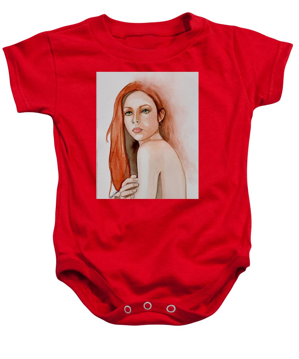 Brown Baby Onesie featuring the painting Serene Watercolor by Kimberly Walker