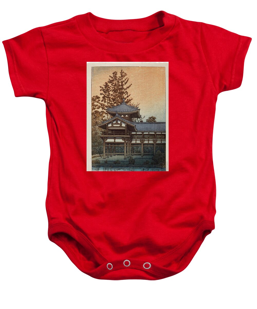 Japanese Architecture Baby Onesie featuring the painting Showa period, 20th century by MotionAge Designs