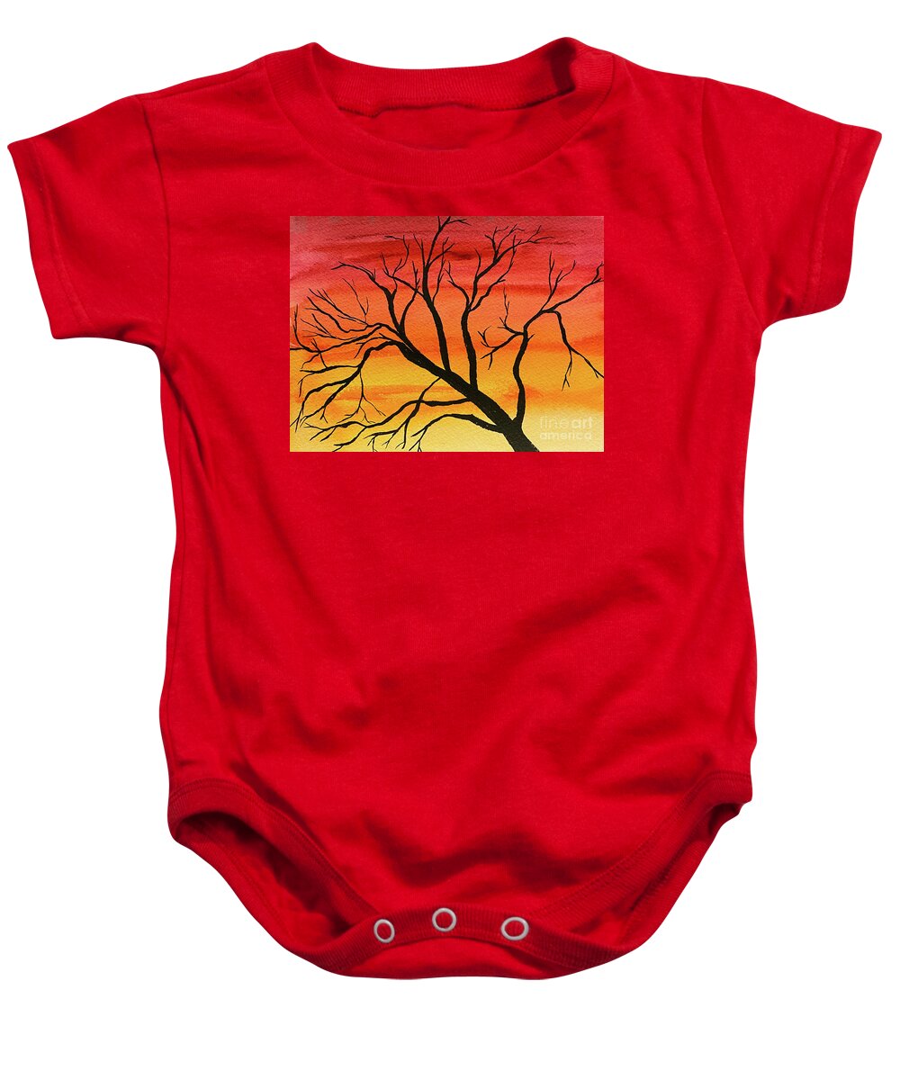 Tree Baby Onesie featuring the mixed media Silhouette by Lisa Neuman