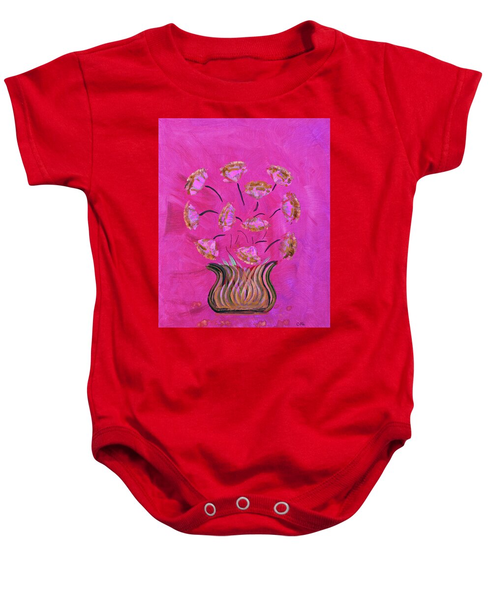 Flower Baby Onesie featuring the painting Simple Bouquet in Pink by Corinne Carroll