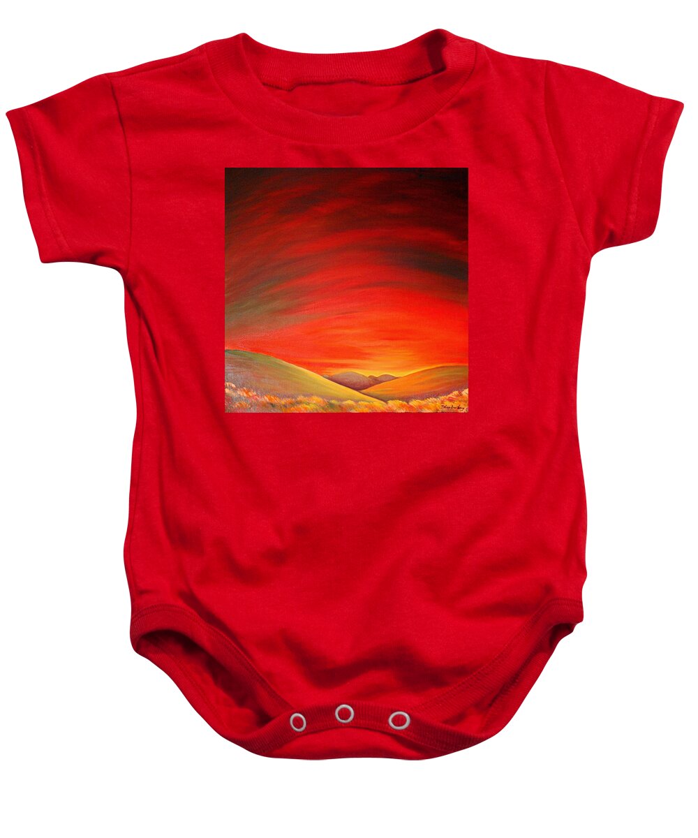 Sunrise Baby Onesie featuring the painting Singing Sky by Franci Hepburn