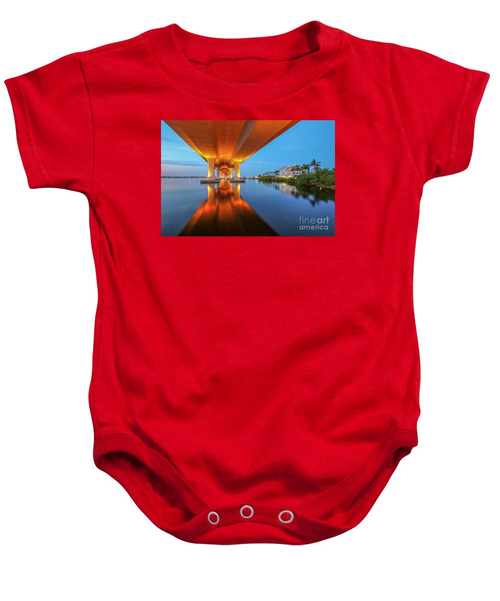 Bridge Baby Onesie featuring the photograph Soft Bridge Reflection by Tom Claud