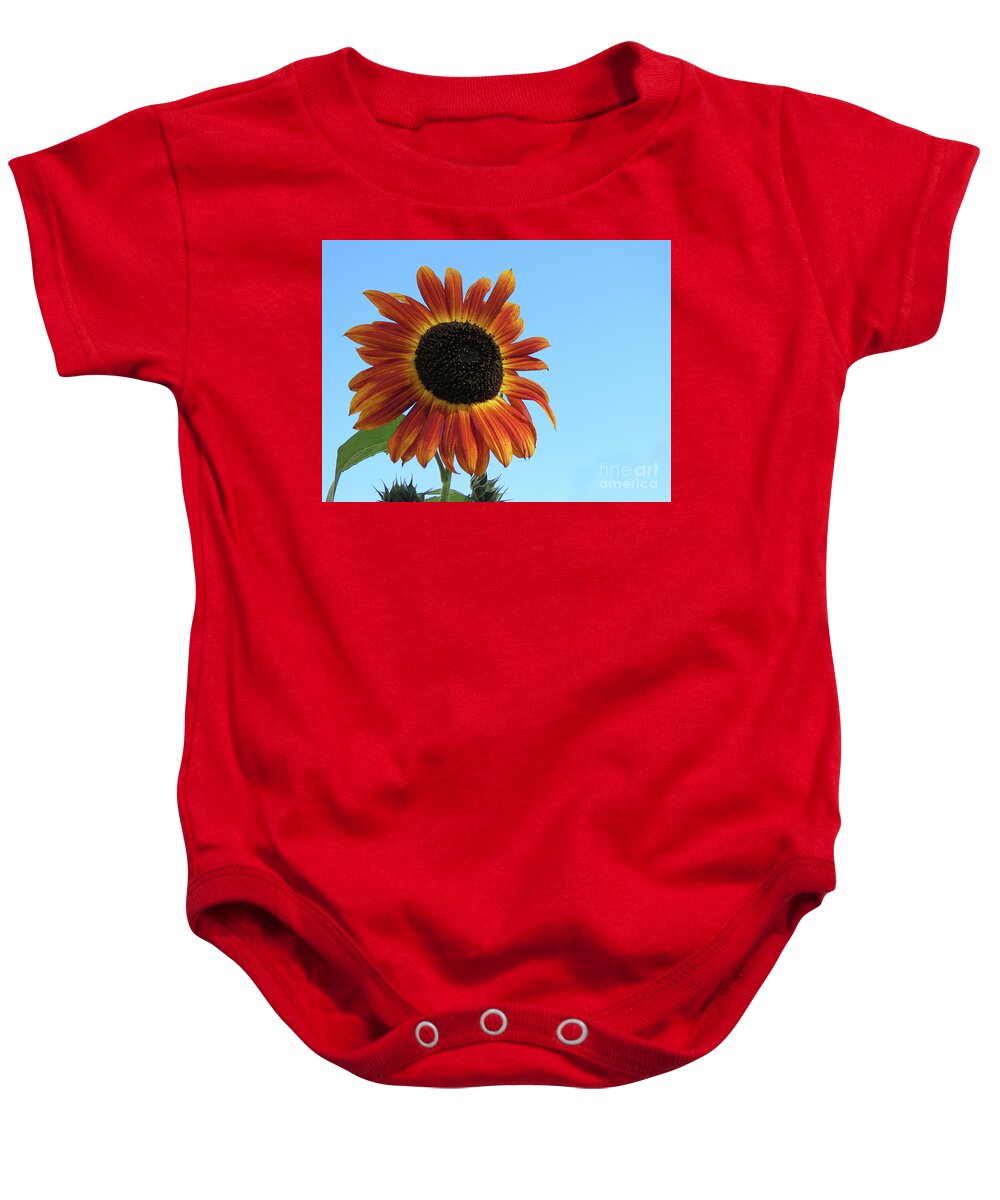 Canada Baby Onesie featuring the photograph Sunny Sunflower by Mary Mikawoz