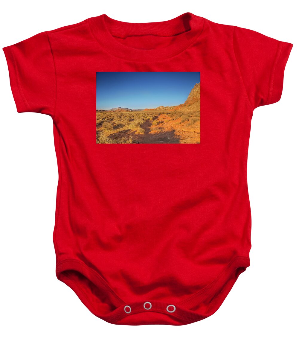 Sand Cove Primitive Camping Area Baby Onesie featuring the photograph Sunset along Sandstone mountain trail by Kunal Mehra