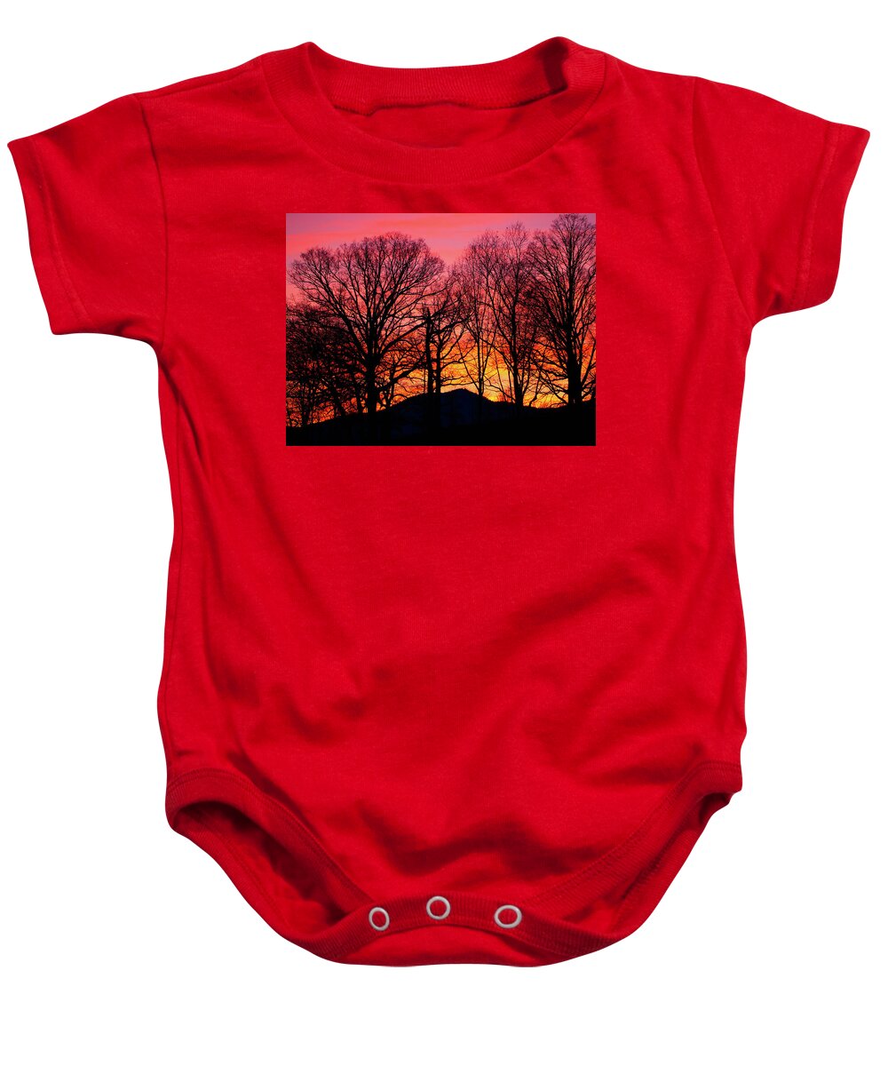Nature Baby Onesie featuring the photograph Sunset in the Smokies by Judy Cuddehe