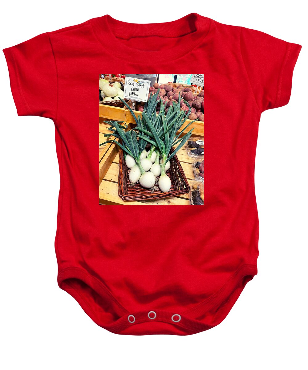 Onion Baby Onesie featuring the photograph Sweet Onion Sale by Lee Darnell