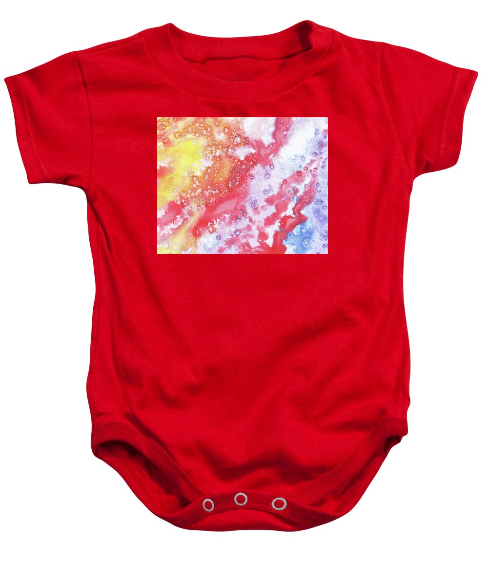 Abstract Baby Onesie featuring the painting Synergy Of Crystal And Abstract Watercolor Decorative Art VIII by Irina Sztukowski