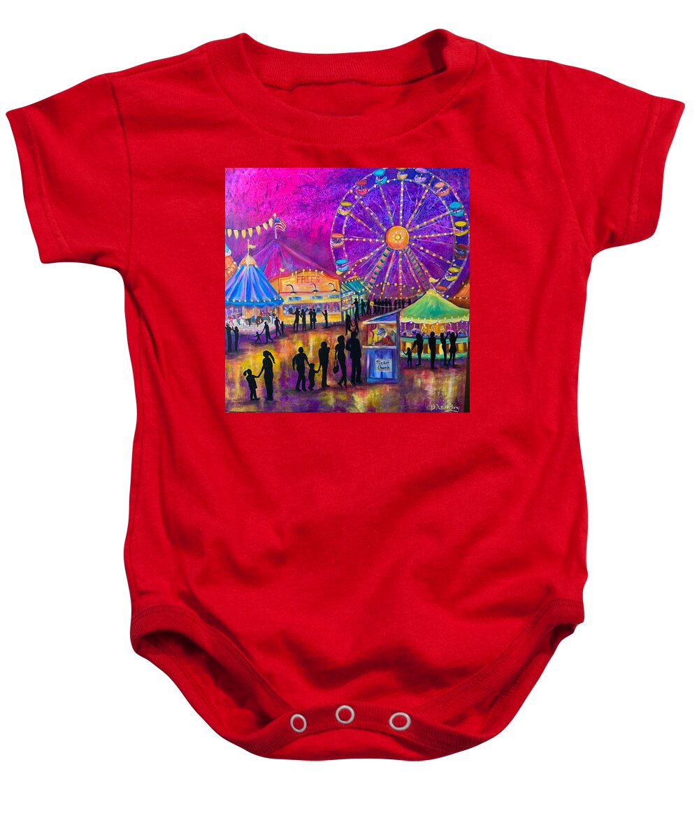 Fair Baby Onesie featuring the painting The Fair by Barbara Landry