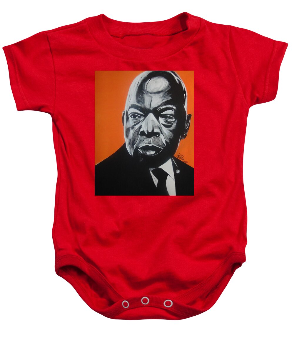 John Lewis Baby Onesie featuring the painting The Heartbeat of Congress by Antonio Moore