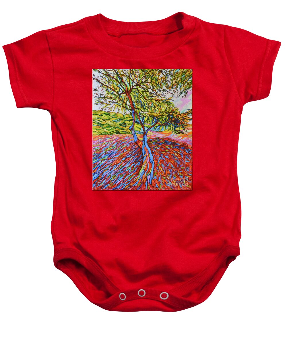 Tree Baby Onesie featuring the painting The Laying Tree by Elaine Berger