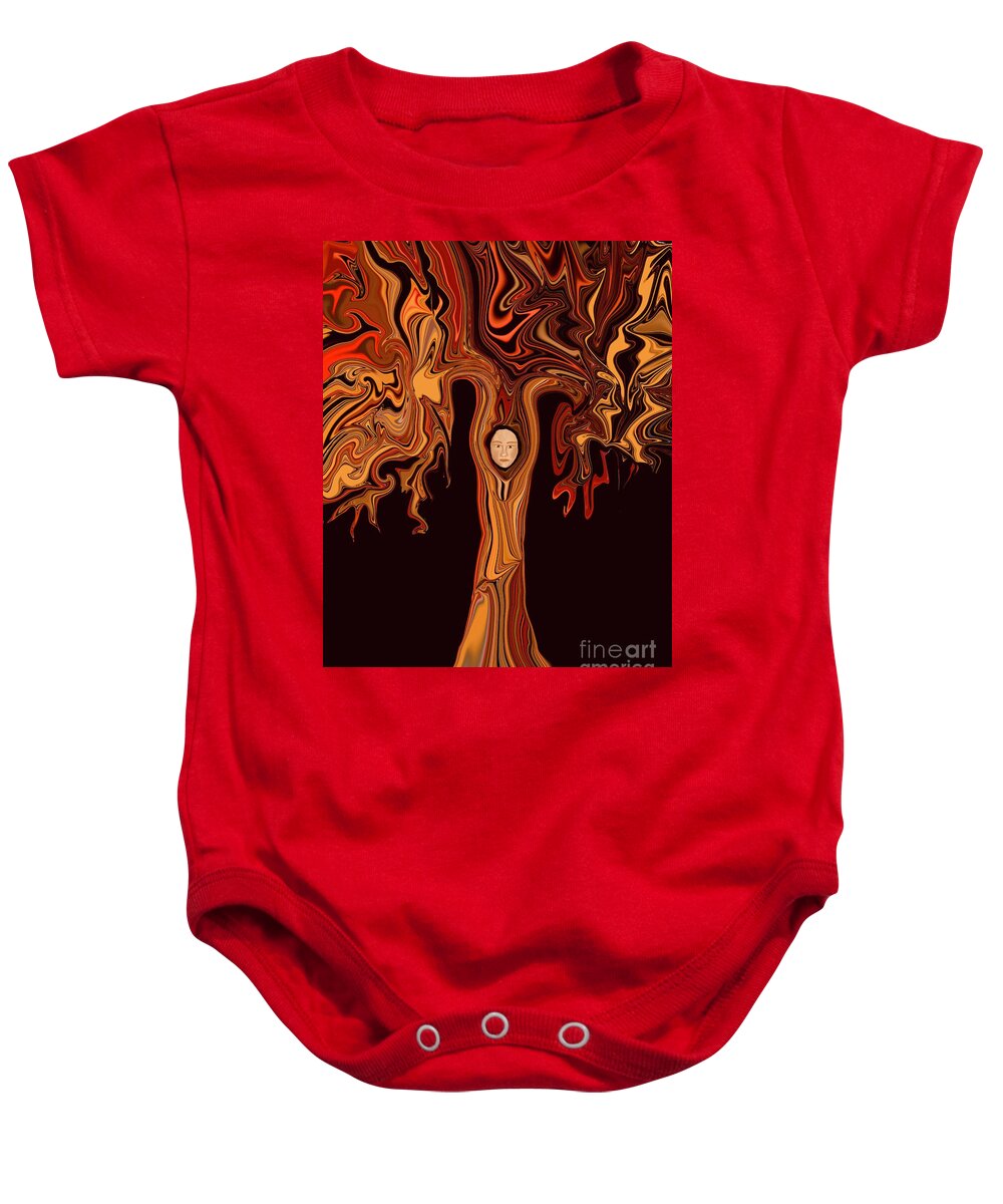 Abstract Tree Baby Onesie featuring the digital art The man within the tree by Elaine Hayward
