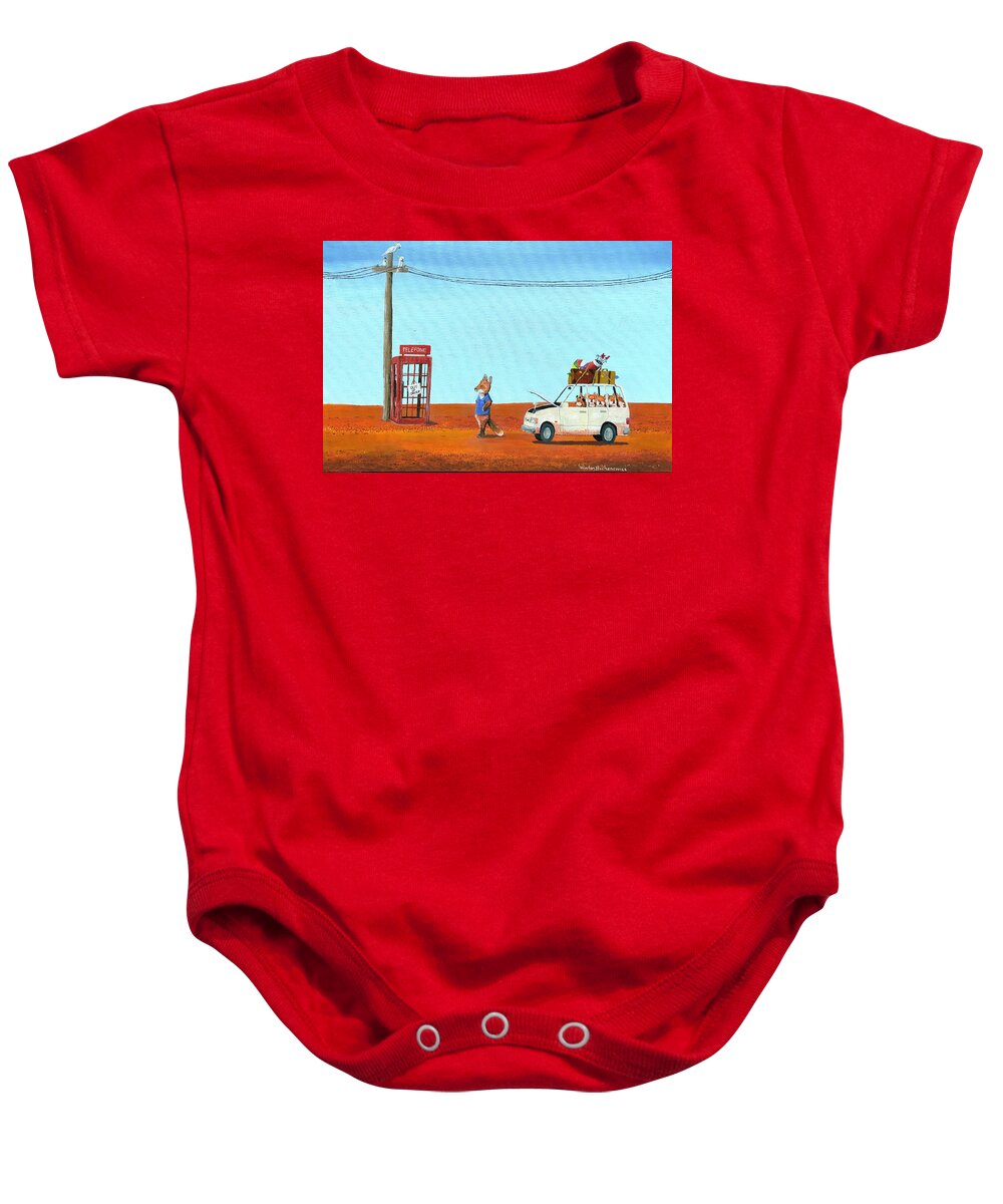 Out Of Service Phone Box Baby Onesie featuring the painting The Out of Service Phone Box by Winton Bochanowicz