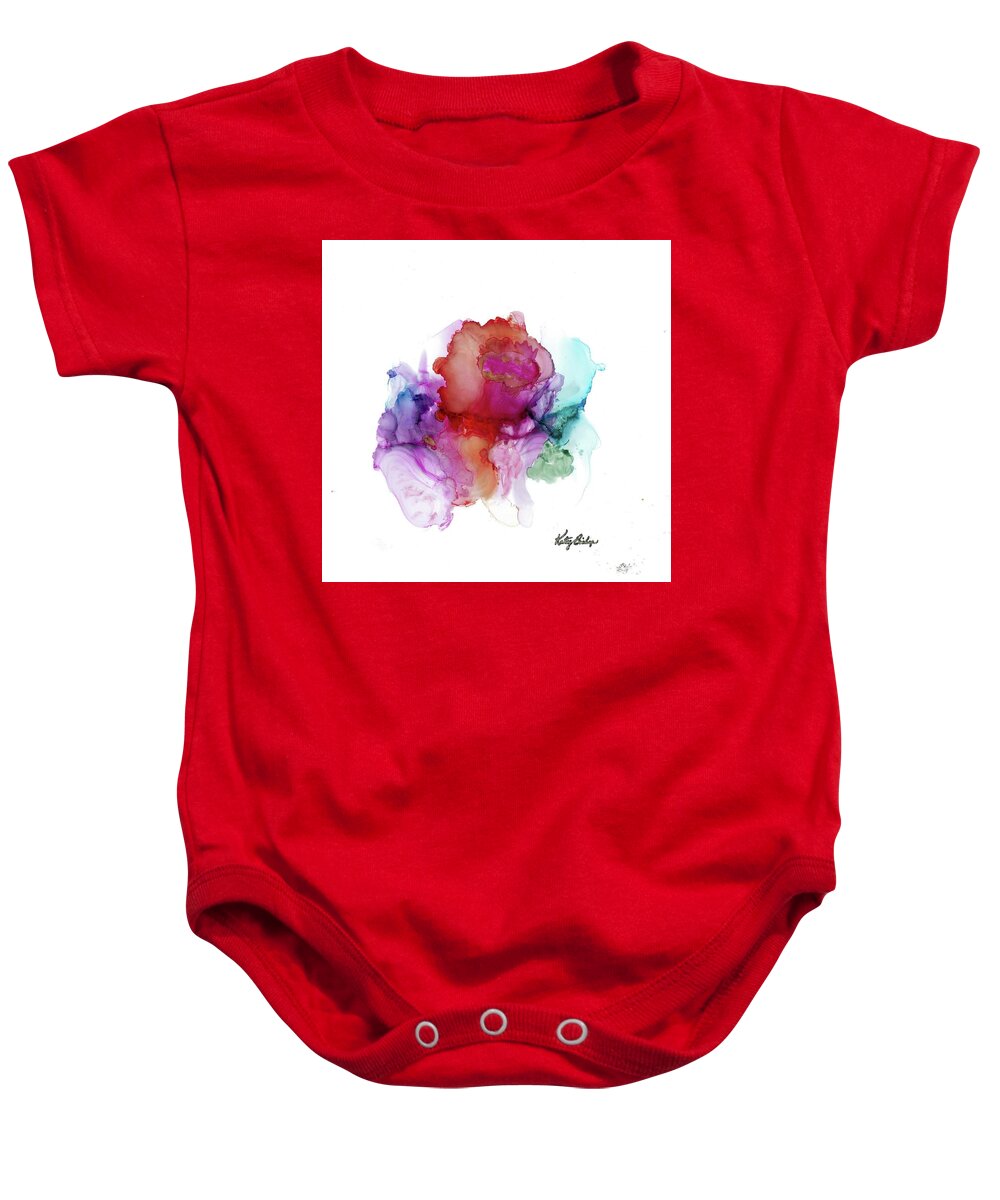 Rose Baby Onesie featuring the painting The Rose At The End Of The Day by Katy Bishop
