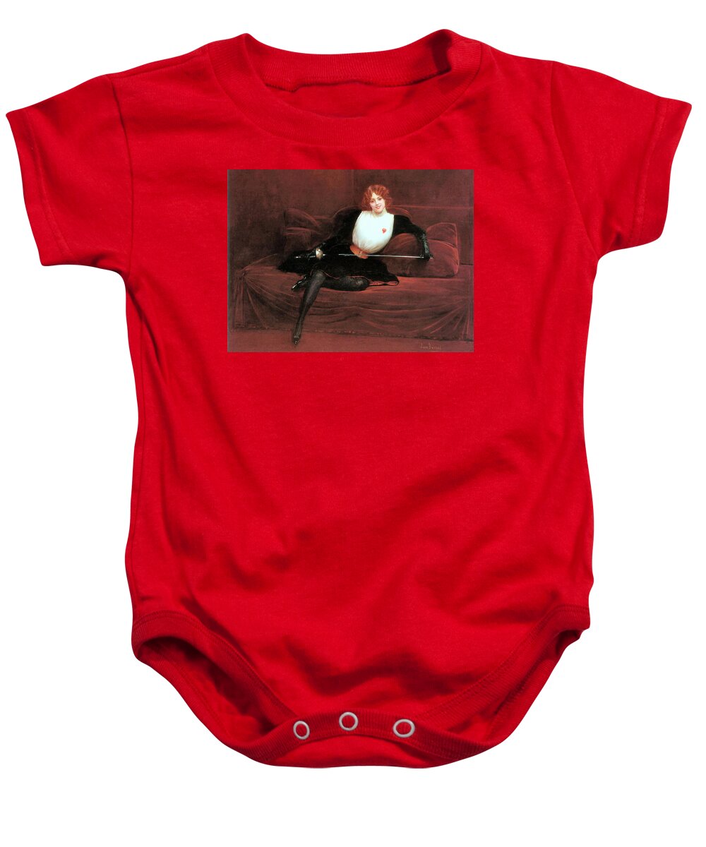 Redhead Baby Onesie featuring the painting The Swordswoman by Jean Beraud
