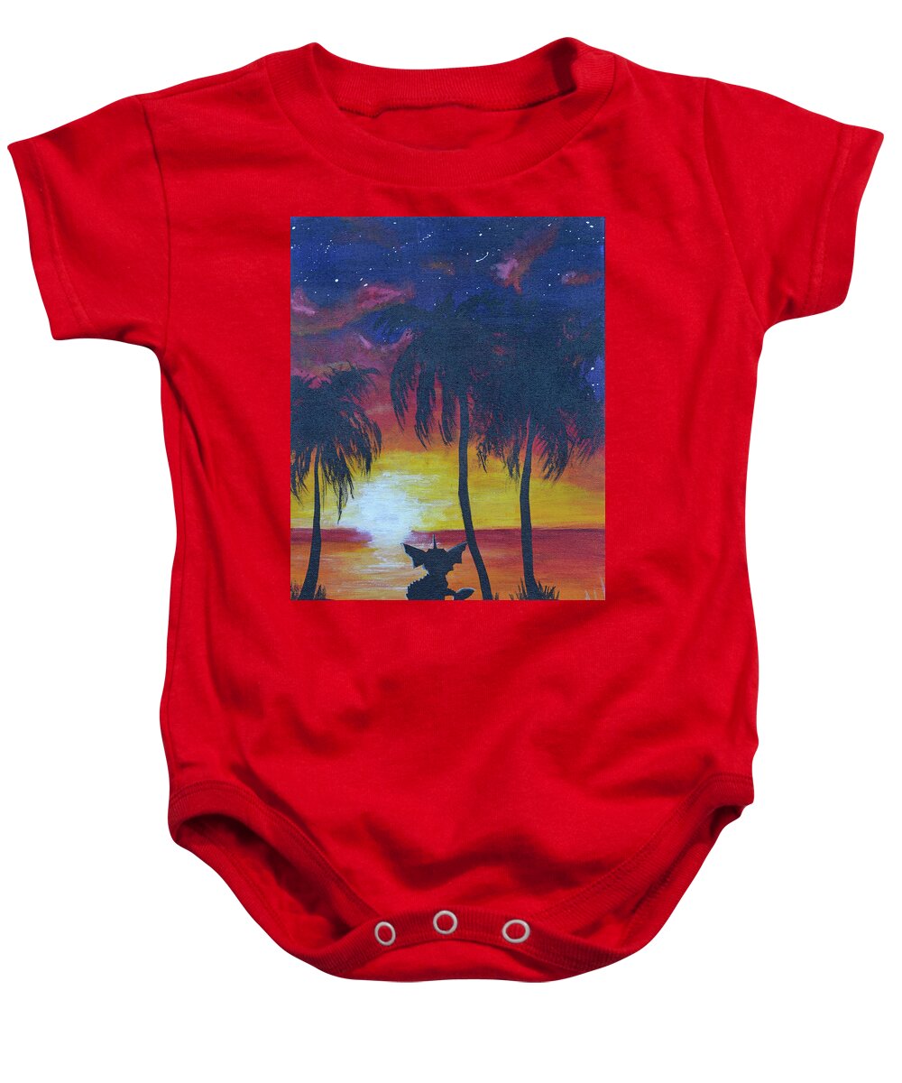 Vaporeon Baby Onesie featuring the painting Vaporeon's Vacation by Ashley Wright