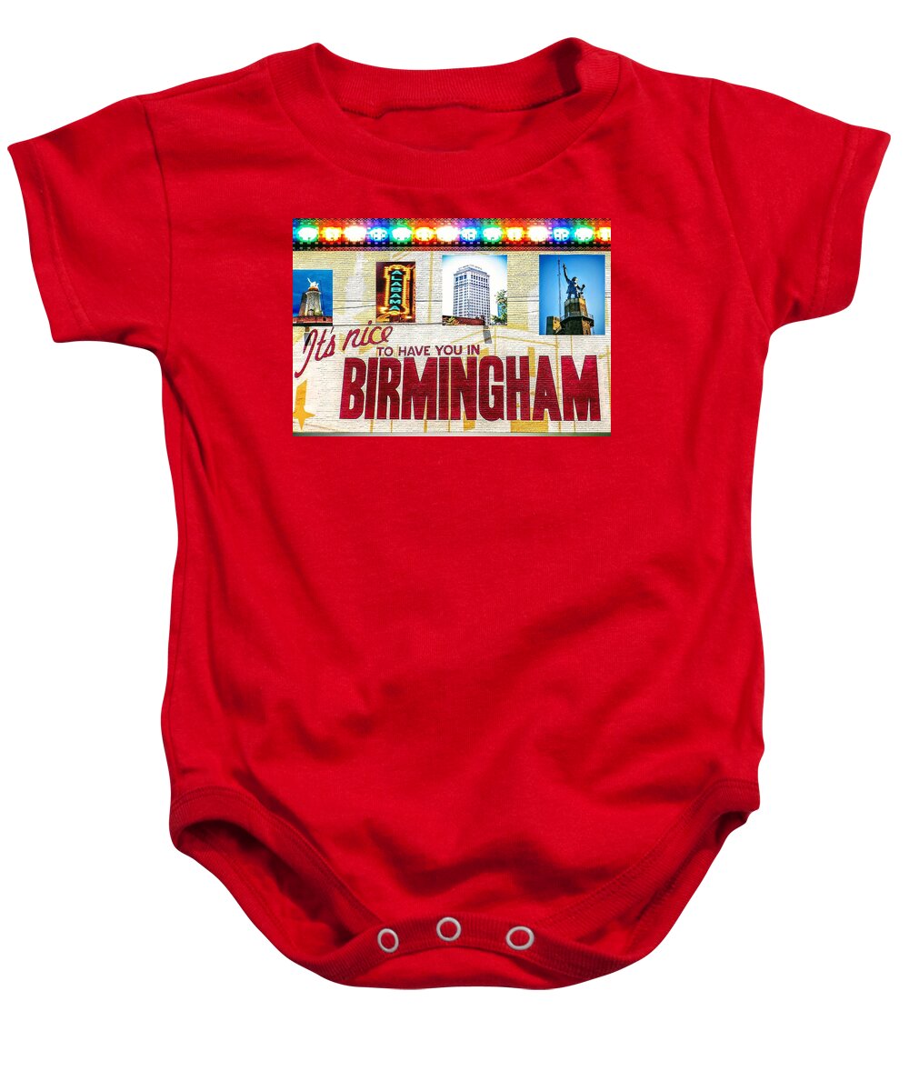 Landmarks Baby Onesie featuring the mixed media Venues by Emma Carter Brooks