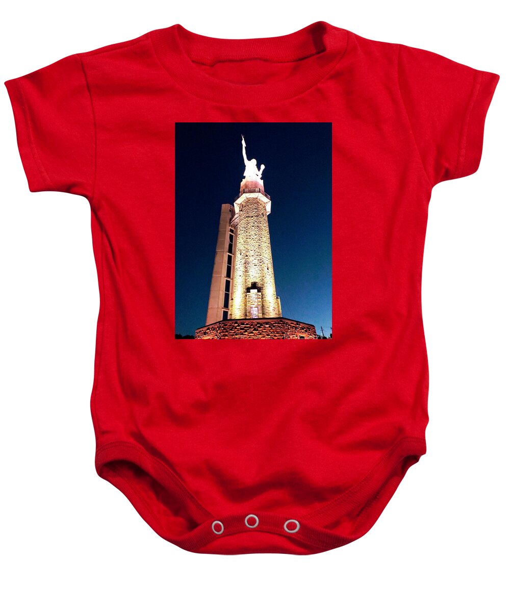 Landmarks Baby Onesie featuring the photograph Vulcan Night by Emma Carter Brooks