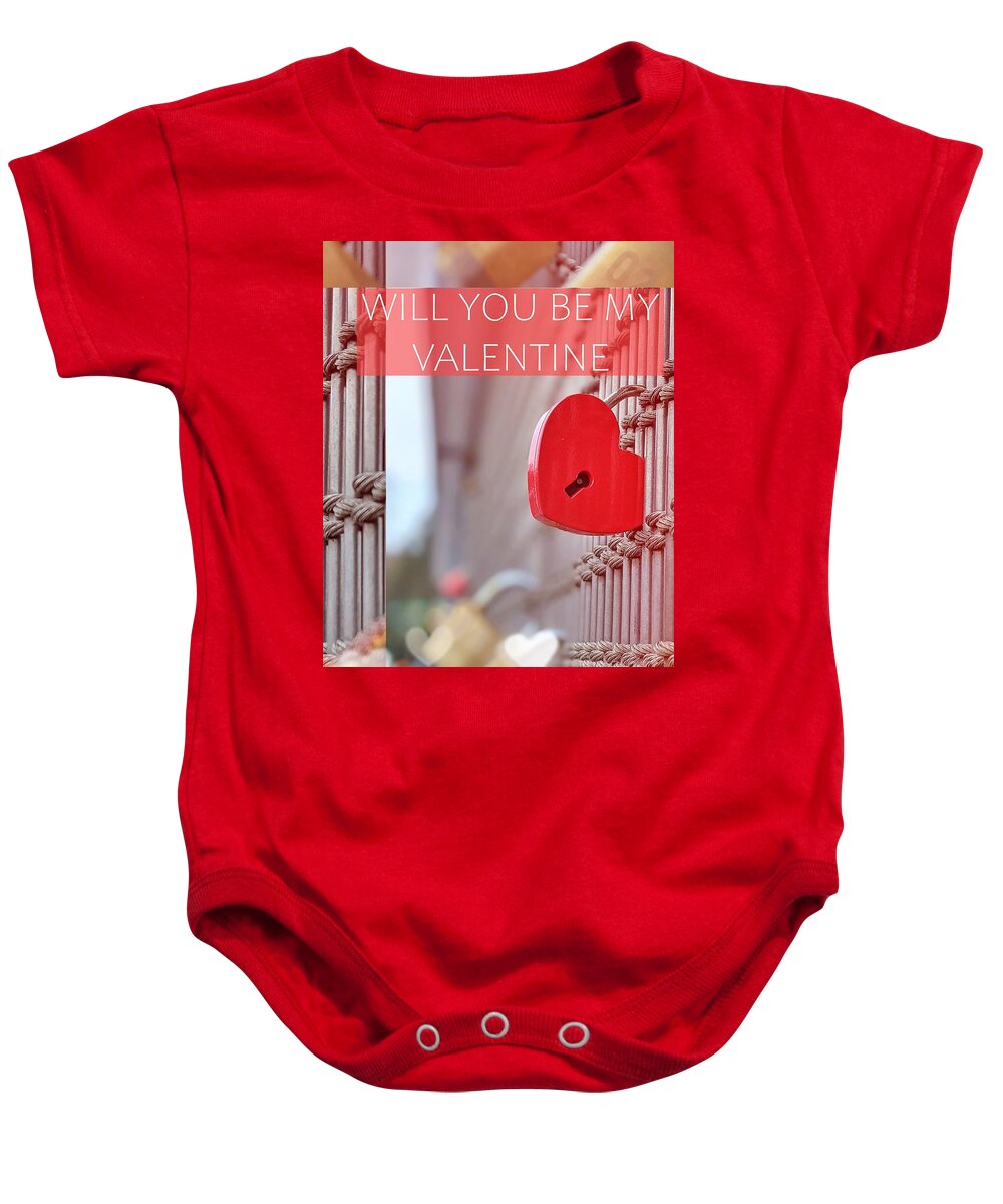 Lock Baby Onesie featuring the photograph Will You Be My Valentine by Claudia Zahnd-Prezioso