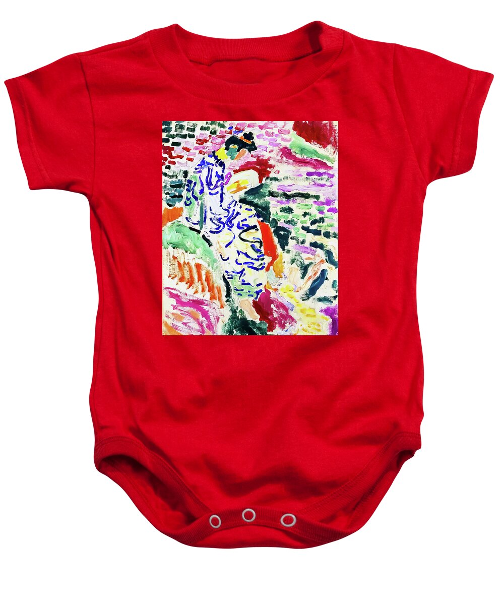 Woman Beside The Water Baby Onesie featuring the painting Woman Beside the Water by Henri Matisse 1905 by Henri Matisse